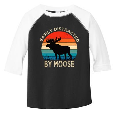 Easily Distracted By Moose Vintage Funny Moose Toddler Fine Jersey T-Shirt