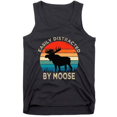 Easily Distracted By Moose Vintage Funny Moose Tank Top