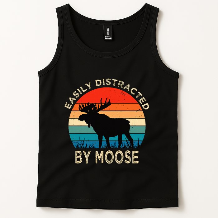 Easily Distracted By Moose Vintage Funny Moose Tank Top