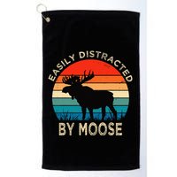 Easily Distracted By Moose Vintage Funny Moose Golf Towel
