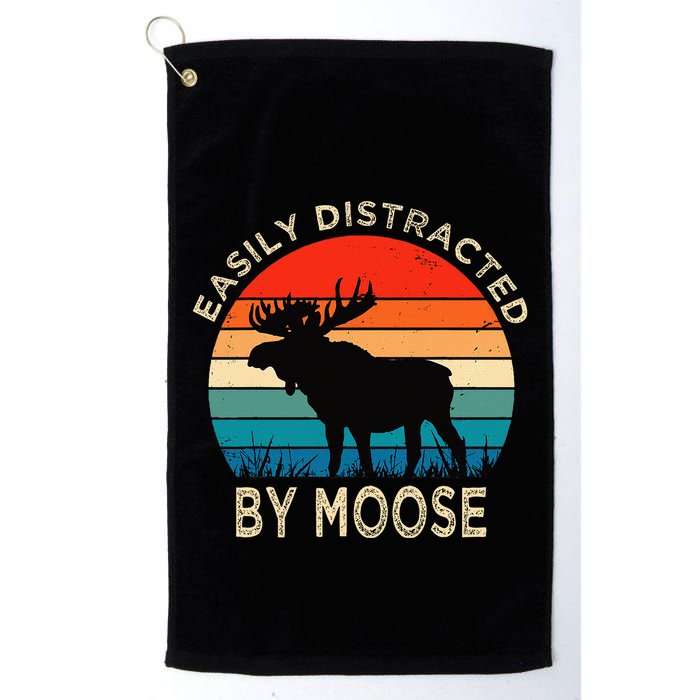 Easily Distracted By Moose Vintage Funny Moose Golf Towel