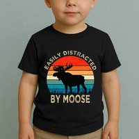 Easily Distracted By Moose Vintage Funny Moose Toddler T-Shirt