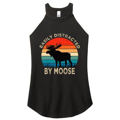 Easily Distracted By Moose Vintage Funny Moose Women's Perfect Tri Rocker Tank