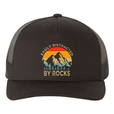 Easily Distracted By Rocks Vintage Funny Rocks Yupoong Adult 5-Panel Trucker Hat