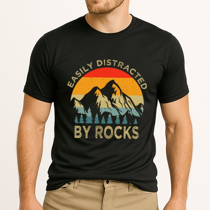 Easily Distracted By Rocks Vintage Funny Rocks Performance Shirt