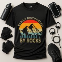 Easily Distracted By Rocks Vintage Funny Rocks Performance Shirt