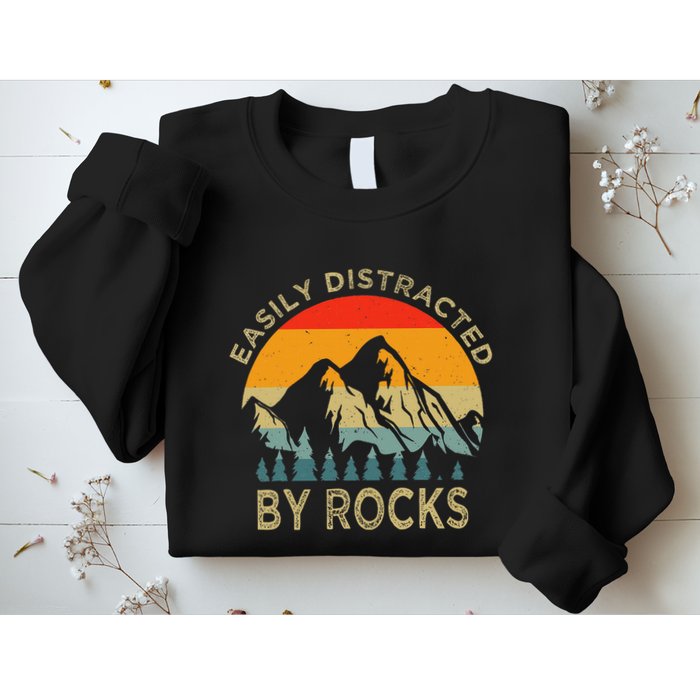 Easily Distracted By Rocks Vintage Funny Rocks Sweatshirt