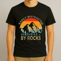 Easily Distracted By Rocks Vintage Funny Rocks T-Shirt