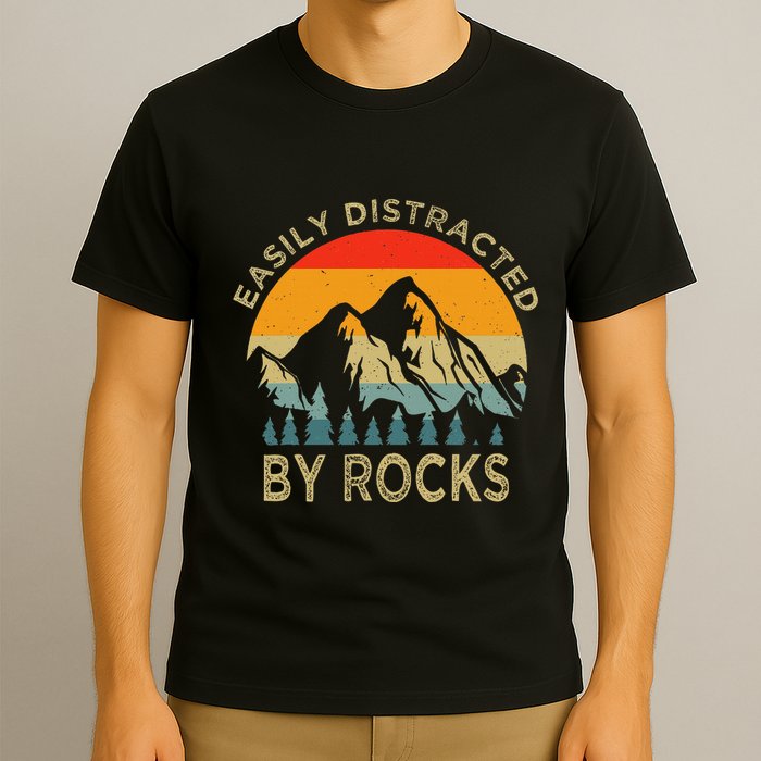 Easily Distracted By Rocks Vintage Funny Rocks T-Shirt