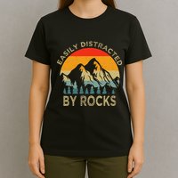 Easily Distracted By Rocks Vintage Funny Rocks T-Shirt