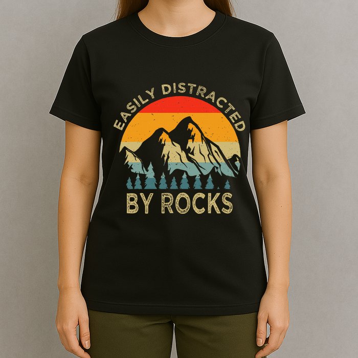 Easily Distracted By Rocks Vintage Funny Rocks T-Shirt