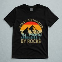 Easily Distracted By Rocks Vintage Funny Rocks T-Shirt
