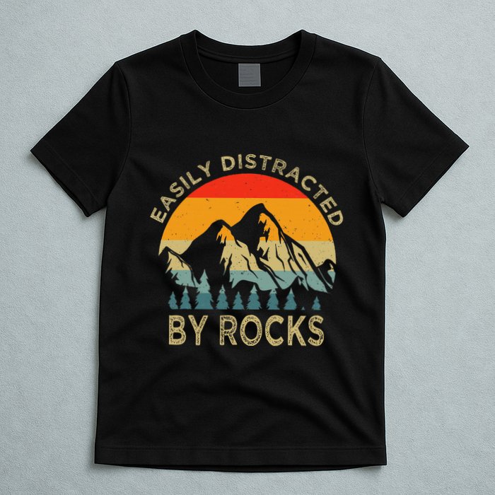 Easily Distracted By Rocks Vintage Funny Rocks T-Shirt