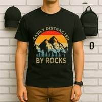Easily Distracted By Rocks Vintage Funny Rocks T-Shirt