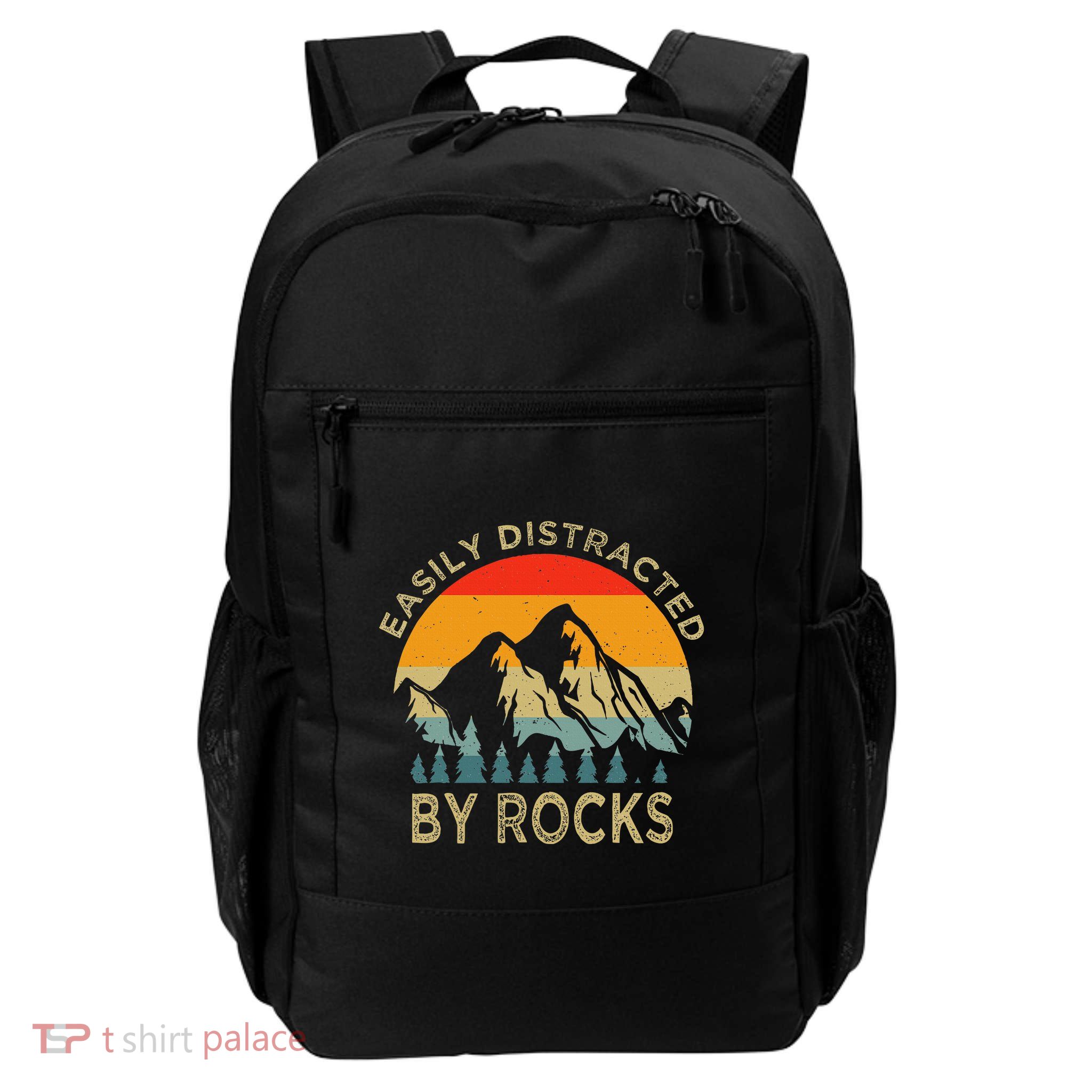 Easily Distracted By Rocks Vintage Funny Rocks Backpack