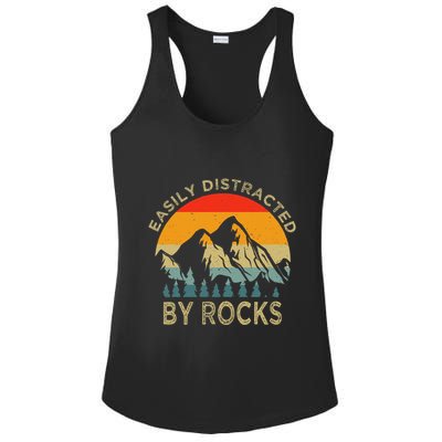 Easily Distracted By Rocks Vintage Funny Rocks Ladies PosiCharge Competitor Racerback Tank