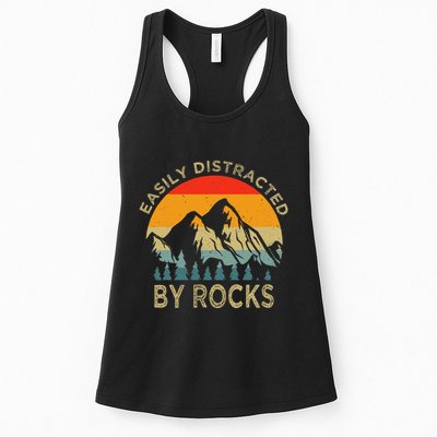 Easily Distracted By Rocks Vintage Funny Rocks Womens Tank Top