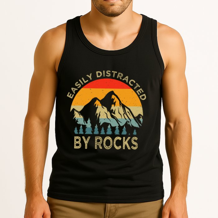 Easily Distracted By Rocks Vintage Funny Rocks Tank Top
