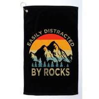 Easily Distracted By Rocks Vintage Funny Rocks Golf Towel