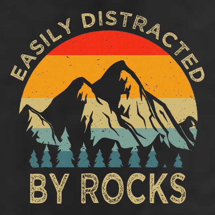 Easily Distracted By Rocks Vintage Funny Rocks Golf Towel
