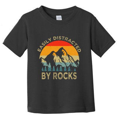Easily Distracted By Rocks Vintage Funny Rocks Toddler T-Shirt