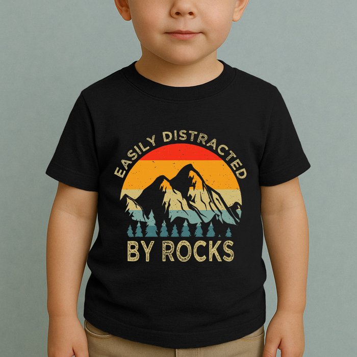 Easily Distracted By Rocks Vintage Funny Rocks Toddler T-Shirt