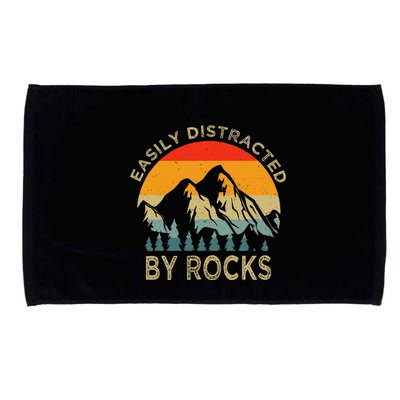 Easily Distracted By Rocks Vintage Funny Rocks Microfiber Hand Towel