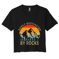 Easily Distracted By Rocks Vintage Funny Rocks Crop Top