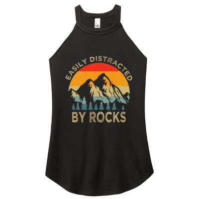 Easily Distracted By Rocks Vintage Funny Rocks Women's Perfect Tri Rocker Tank