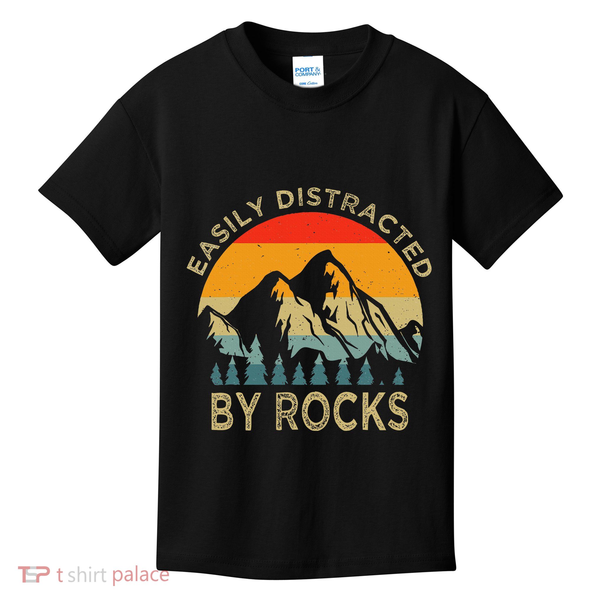Easily Distracted By Rocks Vintage Funny Rocks Kids T-Shirt