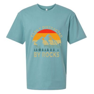 Easily Distracted By Rocks Vintage Funny Rocks Sueded Cloud Jersey T-Shirt