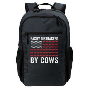 Easily Distracted By Cows Gift Funny Cow American Flag Cool Gift Daily Commute Backpack