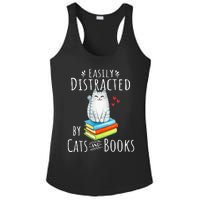 Easily Distracted by Cats and Books - Funny Cat & Book Lover Ladies PosiCharge Competitor Racerback Tank