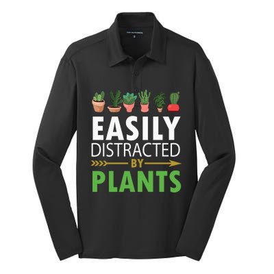 Easily Distracted By Plants Silk Touch Performance Long Sleeve Polo