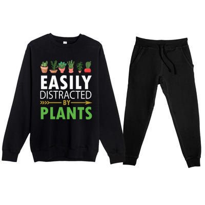 Easily Distracted By Plants Premium Crewneck Sweatsuit Set