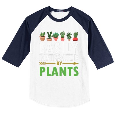 Easily Distracted By Plants Baseball Sleeve Shirt