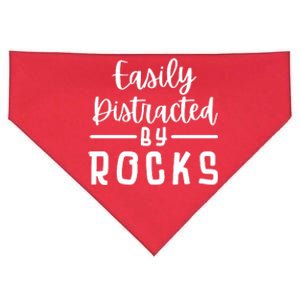 Easily Distracted By Rocks Geology Collecting Lovers USA-Made Doggie Bandana