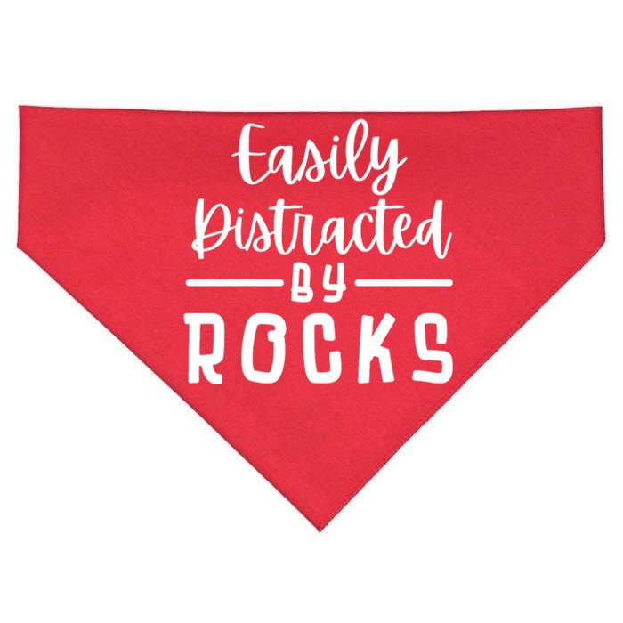 Easily Distracted By Rocks Geology Collecting Lovers USA-Made Doggie Bandana