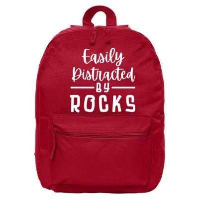 Easily Distracted By Rocks Geology Collecting Lovers 16 in Basic Backpack