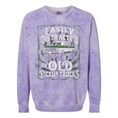 Easily Distracted By Old Pickup Trucks Easily Distracted By Colorblast Crewneck Sweatshirt