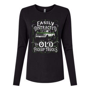 Easily Distracted By Old Pickup Trucks Easily Distracted By Womens Cotton Relaxed Long Sleeve T-Shirt