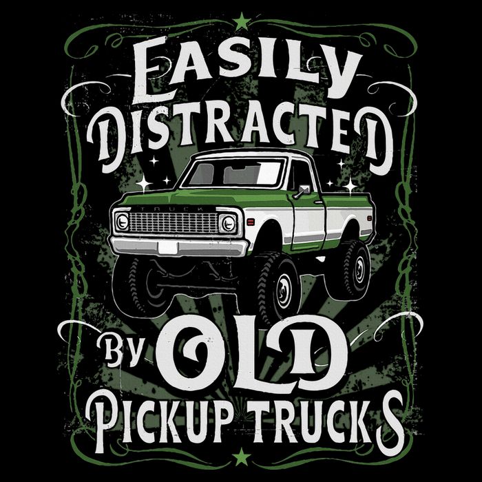 Easily Distracted By Old Pickup Trucks Easily Distracted By Full-Length Apron With Pockets