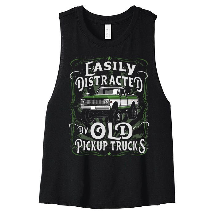 Easily Distracted By Old Pickup Trucks Easily Distracted By Women's Racerback Cropped Tank