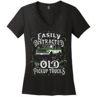 Easily Distracted By Old Pickup Trucks Easily Distracted By Women's V-Neck T-Shirt