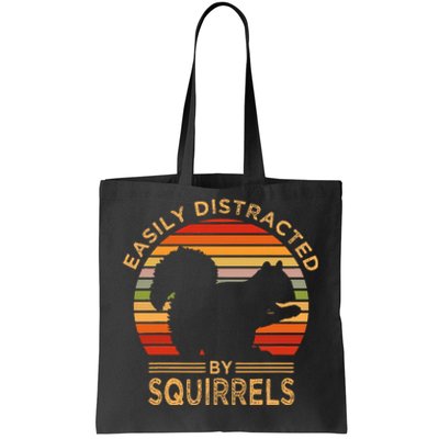 Easily Distracted By Squirrels Vintage Funny Squirrel Tote Bag