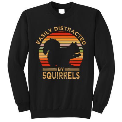 Easily Distracted By Squirrels Vintage Funny Squirrel Tall Sweatshirt