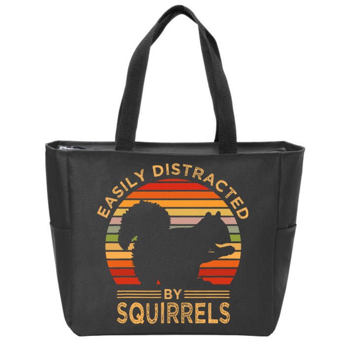 Easily Distracted By Squirrels Vintage Funny Squirrel Zip Tote Bag