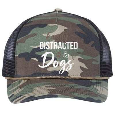 Easily Distracted By Dogs Funny Quote Pet Lover Dog Mom Copy Retro Rope Trucker Hat Cap