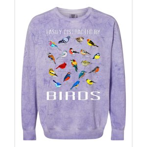 Easily Distracted By Birds Birdwatching Lover Birdwatcher Colorblast Crewneck Sweatshirt