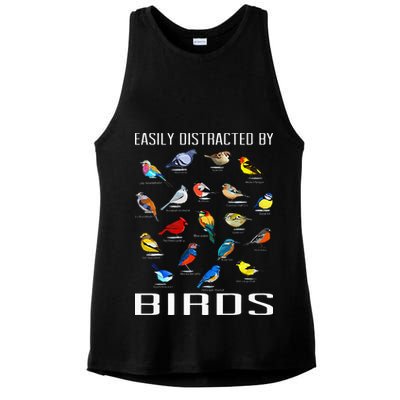 Easily Distracted By Birds Birdwatching Lover Birdwatcher Ladies PosiCharge Tri-Blend Wicking Tank